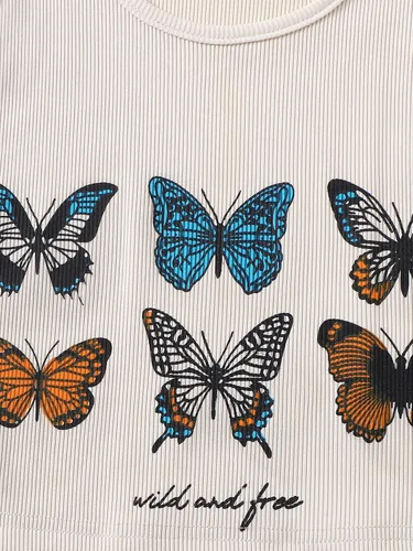 Miniatura 3 de SOLY HUX Camiseta corta sin mangas con estampado de letras casuales para mujer