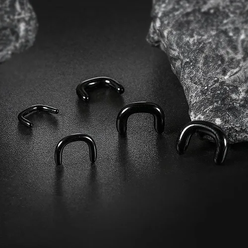 Miniatura 6 de 4 piezas de retenedor de tabique de vidrio 16G 14G 12G 10G 8G, 2 piezas negro y 2 piezas transparente en forma de U con anillos en O para trabajo