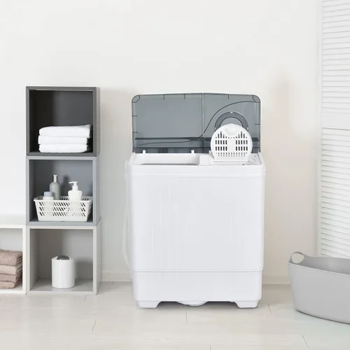 Miniatura 2 de COSTWAY - Lavadora portátil, lavadora de doble bañera con capacidad de 26 libras, lavadora de 18 libras y centrifugado de 8 libras, lavadora