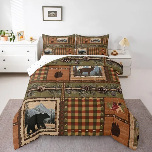 Miniatura 9 de Erosebridal Juego de edredón rústico de ciervos para niños, adolescentes y adultos, juego de ropa de cama tamaño individual con temática de caza