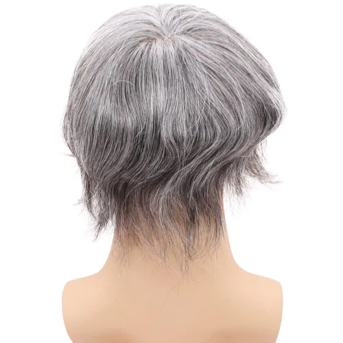 Miniatura 5 de Tupé de cabello humano europeo para hombres, suave encaje suizo completo, sistema de reemplazo de cabello, extensiones de cabello de 10 x 8 1B
