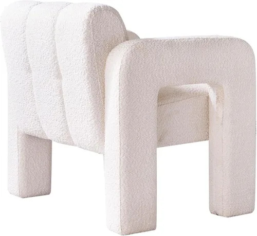 Miniatura 6 de Silla decorativa para sala de estar, moderna y cómoda silla de lectura para dormitorio, silla lateral tapizada de tela de boucle para sala de estar