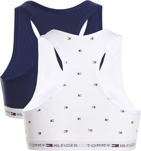 Miniatura 2 de Tommy Hilfiger Brasier deportivo corto para niña paquete de 2 correas de espalda cruzada y cintura elástica suave algodón y elastano