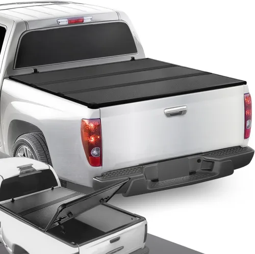 DNA MOTORING Nueva actualización de cubierta tonneau para parte de atrás de camioneta, apertura con tres pliegues, compatible con Colorado/Canyon de
