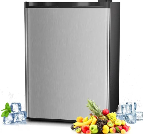 Miniatura 9 de Antarctic Star Mini refrigerador de 1.6 pies cúbicos con congelador, refrigerador pequeño y compacto con puerta reversible individual, estantes