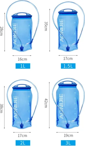 Miniatura 3 de AONIJIE Bolsa de agua plegable de hidratación a prueba de fugas, depósito de agua para senderismo, mochilero, correr, ciclismo (1.5L-PEVA)