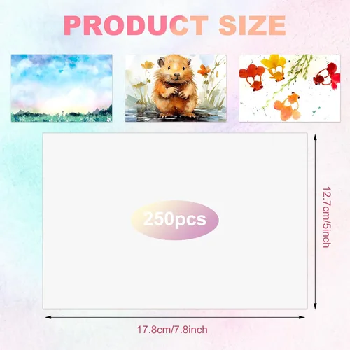 Miniatura 2 de 250 hojas de papel de acuarela, papel de color de agua a granel, suministros de arte para niños y adultos, 5 x 7 pulgadas, papel de dibujo