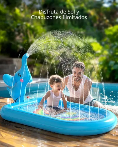 Miniatura 2 de QPAU Almohadillas de salpicaduras para niños pequeños de 1 a 3 años, tapete de juguete de elefante azul para niños, tapete de juego al aire libre