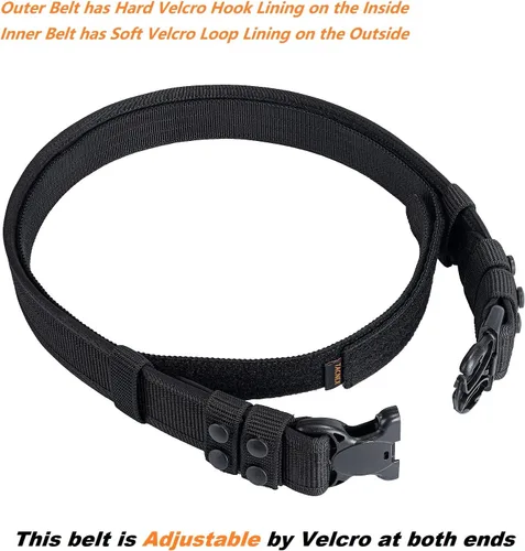 Miniatura 2 de TACNEX Cinturón de servicio con forro de gancho 4 soportes 2" de nylon de seguridad para oficial de policía y aplicación de la ley, cinturón
