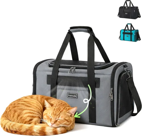 Transportador de viaje para gatos. Bolsa transportadora plegable para perros de lados suaves de hasta 20 libras, transportador de mascotas a prueba