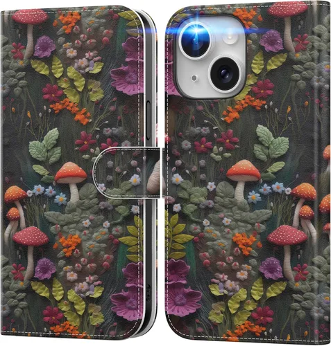 Miniatura 65 de DEENAKIN Funda tipo cartera para iPhone 15 con tarjetero + clip para efectivo, bloqueo RFID, protección contra caídas de grado militar y obras