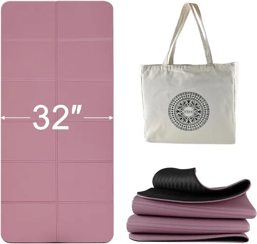 Miniatura 8 de iodoo Esterilla de yoga plegable de 72 pulgadas de largo x 32 pulgadas de ancho x 0.32 pulgadas, extra gruesa y ancha, alfombrilla de yoga plegable