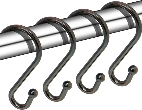 Miniatura 9 de Ganchos de metal para cortina de ducha, juego de 12, anillos para cortina de ducha a prueba de óxido, ganchos duraderos en forma de S para cortinas