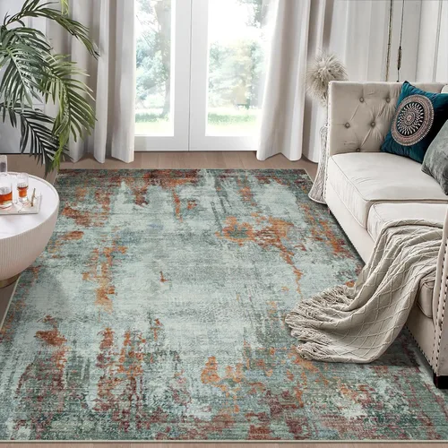 Miniatura 33 de Alfombra lavable de 4 x 6 pies para sala de estar, alfombra grande moderna para comedor y dormitorio, antideslizante, pelo bajo, 4 x 6 pulgadas