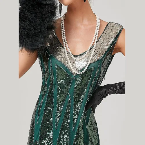 Miniatura 4 de Vestido flapper de los años 20 para mujer, vestido de baile de lentejuelas con flecos, vestido de baile de Gatsby, vestido de cóctel, vestido