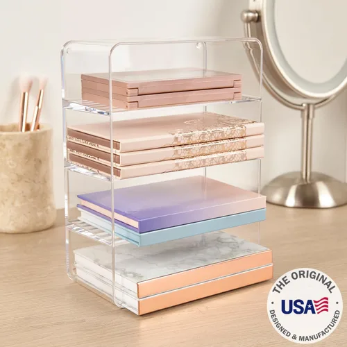 Miniatura 2 de STORi Organizador de plástico transparente de 4 compartimentos, contenedor de almacenamiento rectangular dividido para maquillaje y tocador, uso