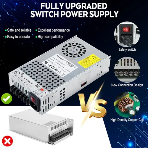 Miniatura 2 de VAYALT Fuente de alimentación de conmutación DC 12V 50A 600W, Convertidor de CA a CC de 110V/220V, Conmutación regulada universal, Fuente de 12