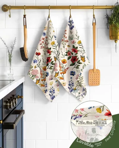 Miniatura 3 de Miss Adola - Juego de toallas de cocina de saco de harina - Juego de 2 toallas de cocina de primavera con asa para colgar 18x26 pulgadas, paños