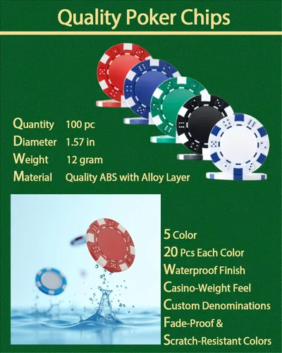Miniatura 3 de Juego de casino 5 en 1 Pro Set: 125 Pro Poker Chip, Blackjack+Ruleta Rueda+Craps+Texas Holdem+Kit de juego de póker con alfombrilla de juego