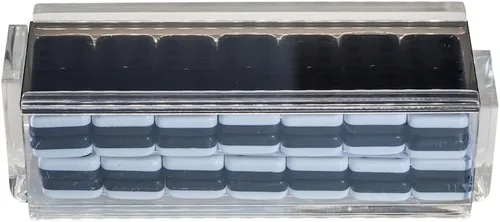 Miniatura 3 de Juego de dominó moderno de seis azulejos jumbo, caja de acrílico con tapa acrílica, dominó profesional de dos tonos en blanco y negro, remache