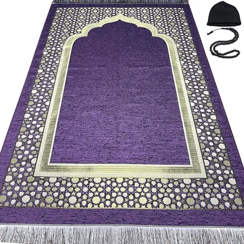 Miniatura 9 de Modefa Tapete de oración islámica turca, felpilla tejida fina, Sajjadah, intrincada alfombra de oración para Ramadán, regalo de Eid de Ramadán