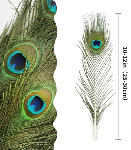 Miniatura 2 de iHUFeather 10 plumas naturales de ojo de pavo real de 10 a 12 pulgadas para arreglos florales, bodas, hogar y decoración de fiestas, natural