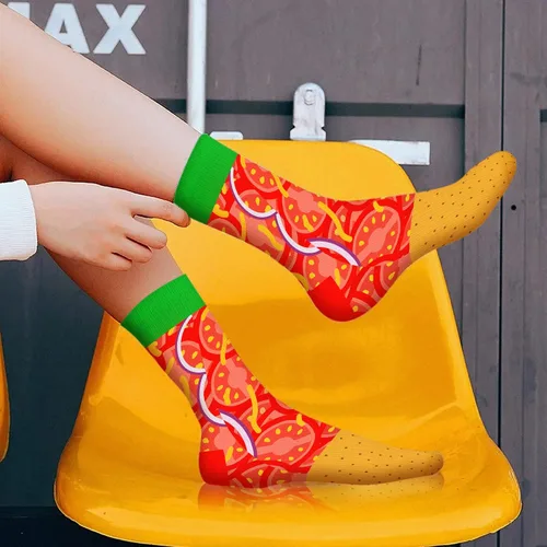 Miniatura 6 de AGRIMONY Divertidos calcetines con diseño de hamburguesa y hotdog con tacos y palomitas de maíz, calcetines de comida novedosos para cumpleaños