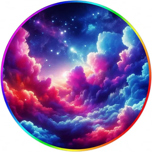 Tapete para silla de juegos con luces LED RGB para juegos (Clouds 47") - Cancelación de ruido, tapete antideslizante para suelo de jugadores, tapete
