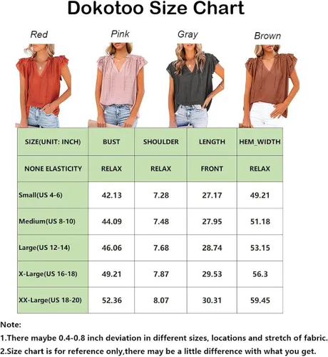 Miniatura 6 de Dokotto - Blusas informales con cuello en V para mujer diseño de manga corta con cordón ajustable