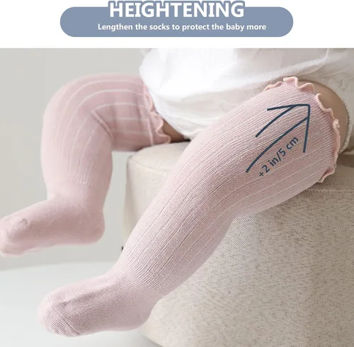 Miniatura 7 de Calcetines altos hasta la rodilla para bebés, recién nacidos, calcetines de algodón para uniforme de algodón, calcetines de algodón cálido