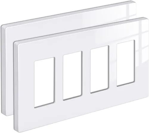 Miniatura 22 de BESTTEN Placa de pared sin tornillos de 5 segmentos, cubierta de enchufe decorador, placa decorativa para interruptor, serie blanca nieve brillante