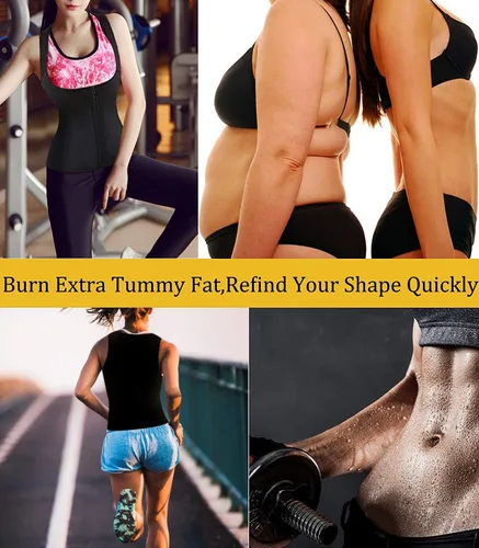 Miniatura 6 de Chaleco de sauna de neopreno para mujer, entrenador de cintura, sudor caliente, corsé delgado con cremallera, camiseta sin mangas para entrenamiento