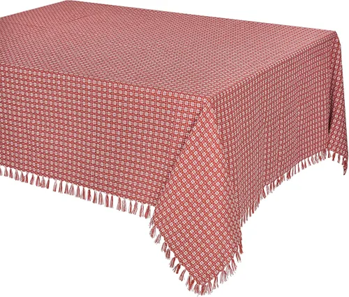 Miniatura 14 de Mantel de mesa, amarillo/blanco con flecos tejidos, 100% algodón, tamaño 52x70 pulgadas, adecuado para cenas formales, comidas diarias y ocasiones