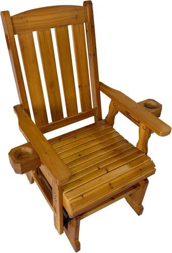 Miniatura 6 de Fortune Candy Planeador de madera para patio para una persona, con respaldo alto y asiento contorneado profundo, madera de abeto maciza, resistente