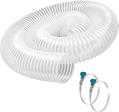 Manguera de recolección de polvo de PVC de servicio pesado de 2-1/2 pulgadas x 5 pies, resistente a perforaciones, manguera flexible de humos de PVC