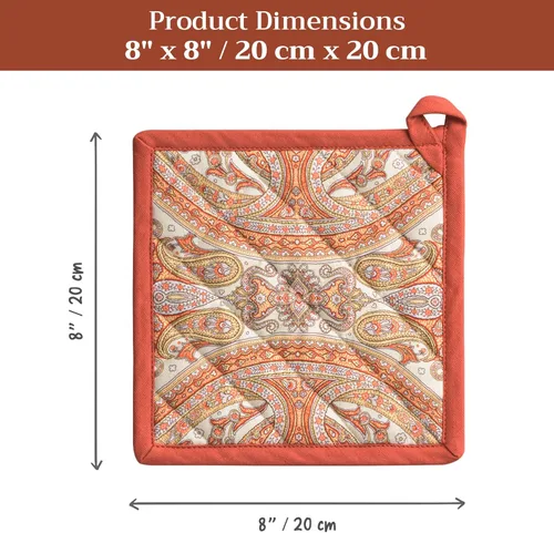 Miniatura 7 de Maison d' Hermine - Agarradera con asa «Estampado de Cachemira», 100 % algodón, resistente al calor, para hacer una barbacoa, cocinar, hornear