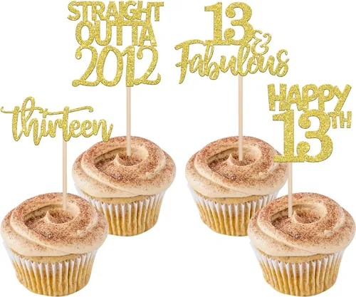 Miniatura 12 de Paquete de 24 adornos para cupcakes Straight Outta 2012 Happy 13th Birthday Thireen Awesome Since 2012, 13 fabulosas decoraciones para tartas