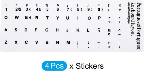 Miniatura 3 de PATIKIL Calcomanías portuguesas para diseño de teclado, paquete de 4 fundas universales de repuesto para teclados de computadora de escritorio