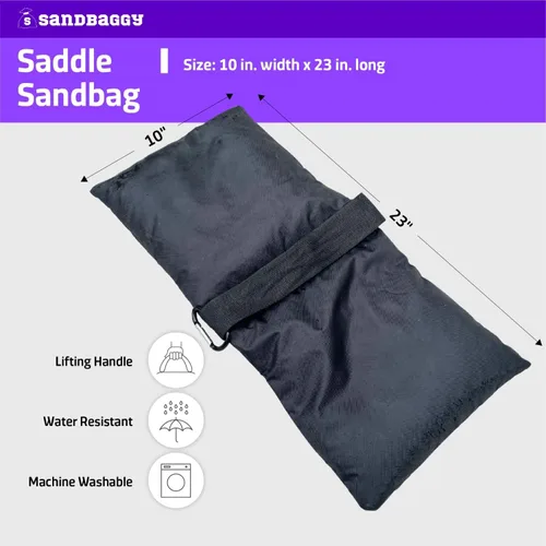 Miniatura 3 de Sandbaggy Sillín de arena (negro) – Viene prellenado con 15 libras de arena (capacidad de peso de 25 libras) – Pesas para fotografía, tiendas