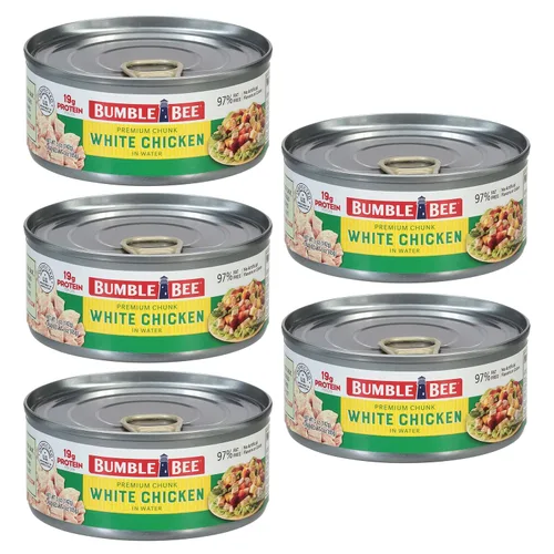 Miniatura 9 de Bumble Bee Pechuga de Pollo Premium con Carne de Costilla, Trozos en Agua, Lata de 10 oz - 19g de Proteína por Porción - Sin Gluten, Apto para Keto