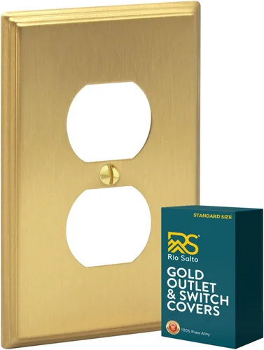 Miniatura 36 de Rio Salto BRASS - Placa de pared moderna de metal dorado para interruptor de luz o cubierta de enchufe, placa de pared para receptáculo individual