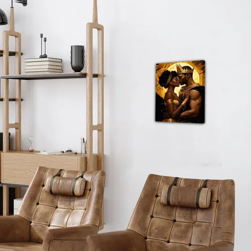Miniatura 221 de Arte de pared afroamericano, decoración de rey y reina bailarín negro para sala de estar, arte de pareja de amor negro para dormitorio, lienzo