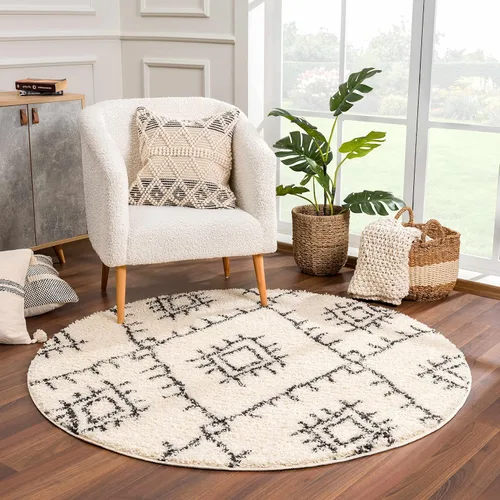Miniatura 51 de Hauteloom, Duncans - Alfombra de estilo granja de pelo mullido para sala y dormitorio, con borlas - Beige, carbón, gris - 2 pies 7 pulgadas x 7 pies