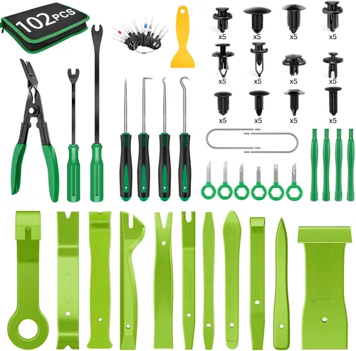 Miniatura 13 de GOOACC 102 piezas de herramienta de extracción de molduras, juego de clips de retención de parachoques automático de nylon, herramienta