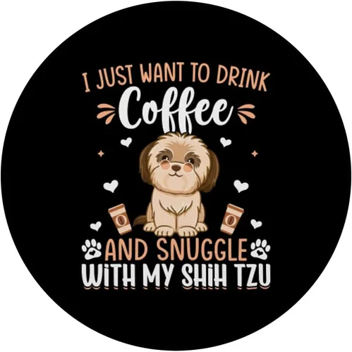 Miniatura 3 de Bebe café y acurrucarse con Shih Tzu Dog Lover Graphic PopSockets intercambiable PopGrip