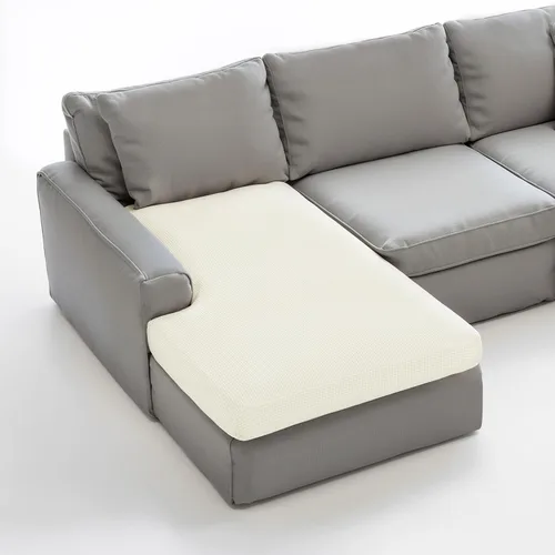 Miniatura 16 de CHUN YI - Funda elástica de cojín para sofá biplaza, funda de asiento de sofá con tela jacquard de elastano (mediana, color marfil blanco)