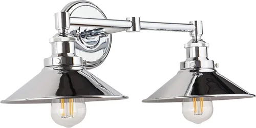 Miniatura 6 de Linea di Liara Andante - Lámpara de tocador de baño con 2 luces, industrial, dorada y negra mate, lámpara sobre espejo, luces de tocador de casa
