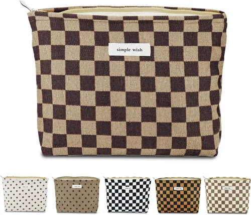 Miniatura 26 de Sminra Bolsa de Maquillaje Bolsa de Cosméticos Bolsa de Aseo de Lona Preppy para Mujeres Linda Bolsa con Cremallera Organizador Accesorios de Viaje