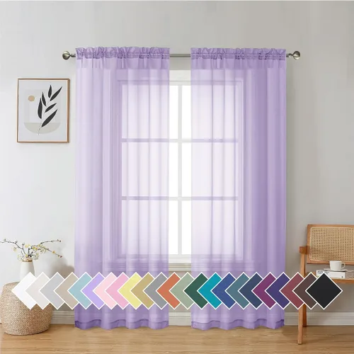 Miniatura 55 de Aiyufeng 2 paneles de cenefa transparente negra de 14 pulgadas de largo, cortinas cortas negras transparentes para dormitorio, cortinas de cocina