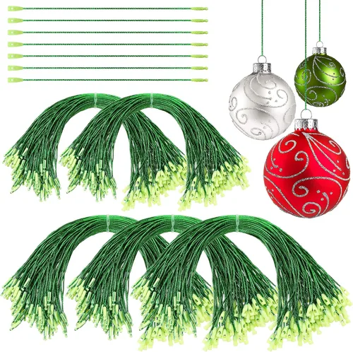 Nuanchu 500 ganchos de adornos de Navidad, cuerdas de bloqueo, sujetadores de poliéster, cuerdas para colgar etiquetas de precio para decoración de